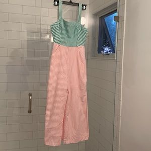 BCBGeneration  HALTER JUMPSUIT multi striped.-NFS